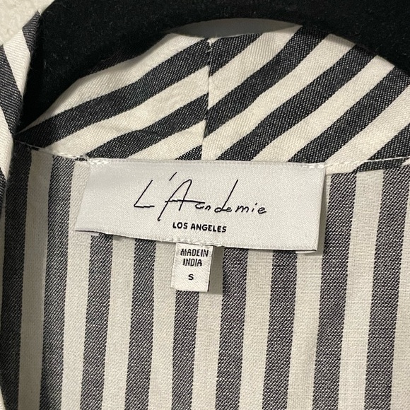 L’Academie Duster Alex Grey White Stripe Cardigan Open Front Gray & White Size S - Picture 3 of 5